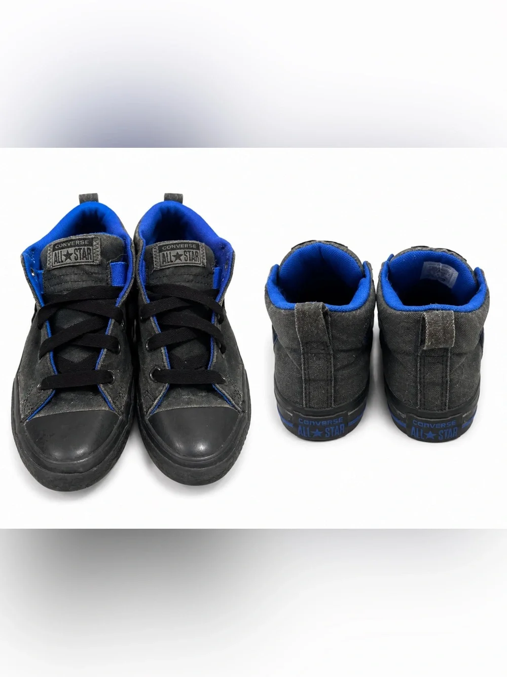 Converse Kids High-Top Sneakers in Black and Electric Blue